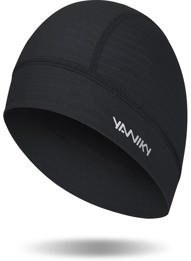 YANIKY Skull Cap - Helmet Liners for Men - Skull Caps for Women - Soft Elastic Cycling Cap Motorcycle Hard Hat Liner Football Wicking Cap Bicycle Running Beanie (Black) - Image 1